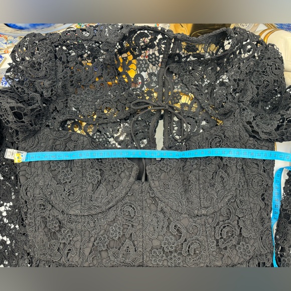 🆕 SELF-PORTRAIT 🧿 BNWOT Black Lace Tie-Neck Minidress, Sz US 6 / UK 10 - Picture 14 of 15